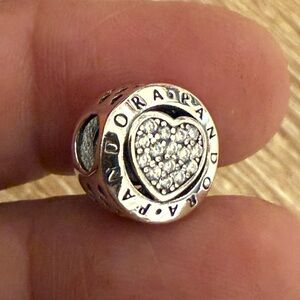 Pandora Silver Heart Charm with Sparkling Accents